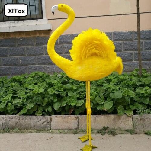 Big real life yellow Flamingo model foam&feather simulation wings Flamingo gift about 110cm xf2482