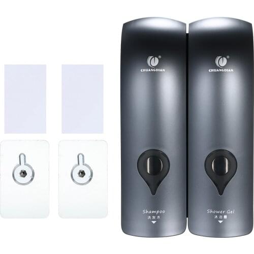 CHUANGDIAN Manual Soap Dispenser 300ml*2 Wall Mounted Double-Head Soap Dispenser Liquid Shampoo Dispenser For Bathroom Kitchen