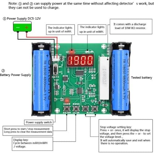 XH-M240 Digital Battery Capacity Tester Monitor for 18650 Lithium Discharge Energy Testing Meter