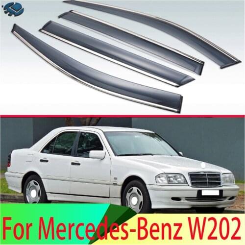 For Mercedes-Benz W202 Plastic Exterior Visor Vent Shades Window Sun Rain Guard Deflector 10 sets