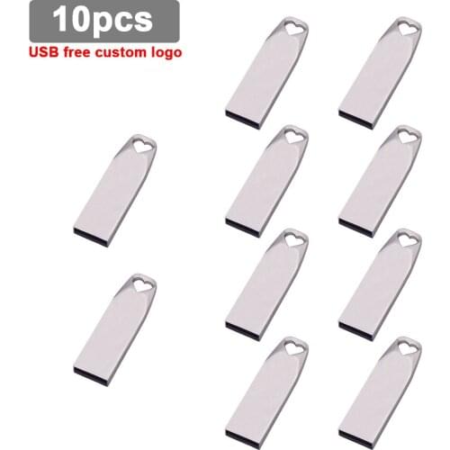 10pcs/lot Love Heart Metal Pendrive Portable USB 2.0 Usb Flash Drive 4GB 16GB 32GB 64GB Free Logo Wedding Gifts for Photography
