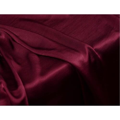 C617 Glossy Wine Red 100% Cotton Satin Sateen Summer/Autumn Thin Silky Feel Skin-friendly Dress Pajamas Career Suits Fabrics