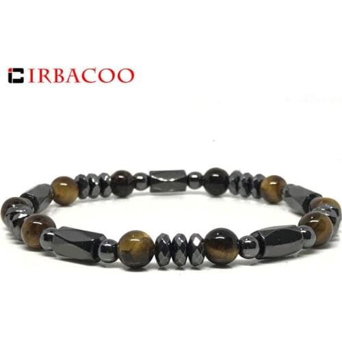 IRBACOO 2020 Mens Fashion Beads Bracelet Bling Healthy Energy Hematite Tiger Eyes Stone For Men Jewellery Gift pulseras hombre