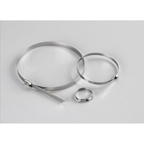 100PCS STAINLESS STEEL METAL CABLE TIES TIE ZIP WRAP EXHAUST HEAT STRAPS INDUCTION PIPE