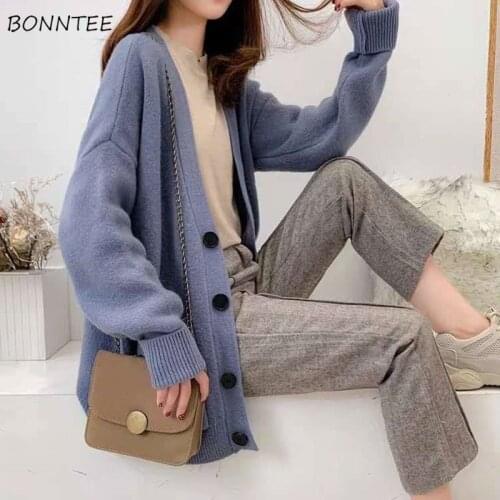 Cardigan Women Spring Autumn Fashion New Knitted Loose Korean Style Fairy Sweater All-match Warm Single Breasted Casual Oversize