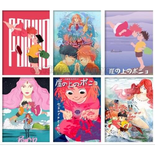 Ghibli movie "Ponyo on the Cliff" 5D diy diamond painting anime full diamond mosaic poster HomeDecal cross stitch kit home decor