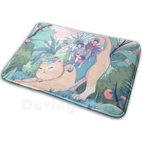 Maneki - Neko Carpet Mat Rug Cushion Soft He Drew Cat Kawaii Japan Luck Lucky Cat Digitalart Artdesign Neko