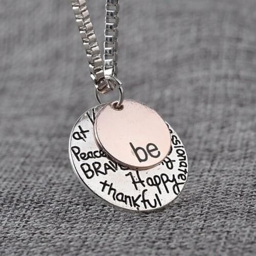 Round Necklace Women Crystal Double Layer Pendant Best Friend Letter Necklace Fashion Couple Necklace Men Friendship Jewelry