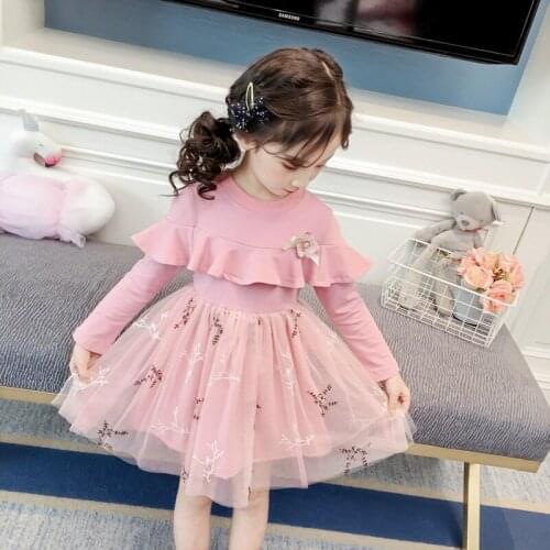 Baby Girls Lace Dress 2019 Fashion Children Floral Dresses For Girls Clothes Solid Party Knit Sweater Dress Kid Princess Dresses