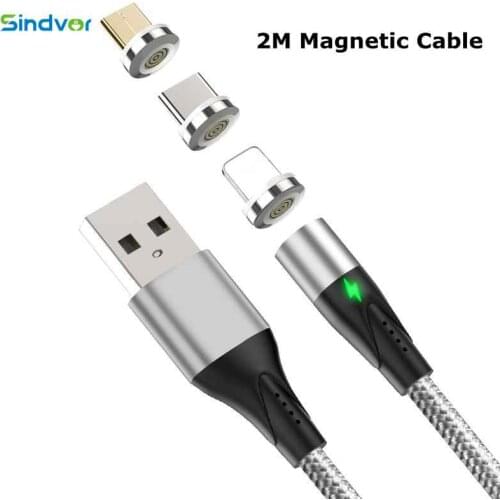 2M Fast Charge Magnetic Cable Type C Micro Usb Fast Charging Usb C LED Light Phone Magnet Charger For iPhone Xiaomi Samsung LG