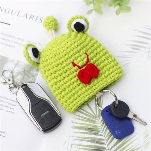 Cute Knitting Animal Key Wallet Key Ring Holder Lovely Panda Rabbit Girl Women Pull Type Keychain Key Case for Car Door New