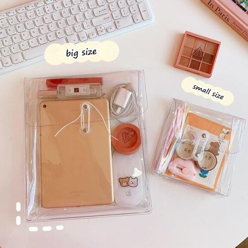 MINKYS Kawaii PVC 80 Silk Winding Storage Bag Paper Pens Makeups Stationery Organizer Bag School Office Stationery Supplies