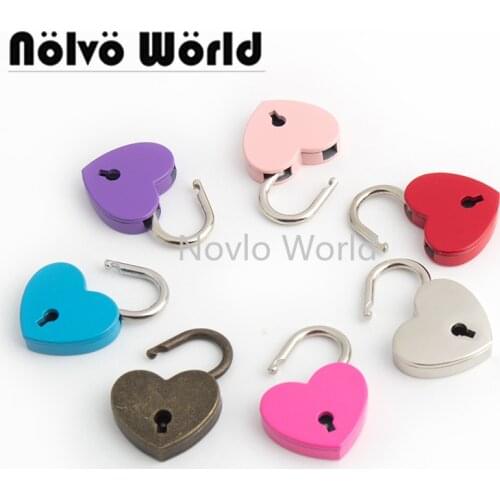 Nolvo World 2-10 pieces 25*33mm 7 colors Heart Shape Padlock with Key Shape Padlock Clasp Key Lock