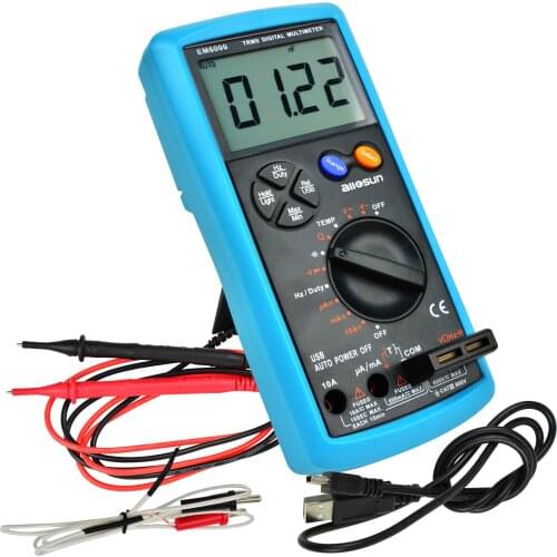True-RMS Multimeter USB Interface Tester AC/DC Current Voltage Resistance Capacitance Diode Temperature Duty Cycle