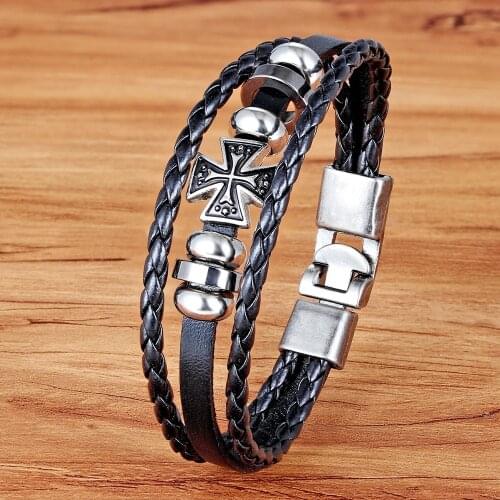 TYO Slide Accessories Vintage Stainless Steel Wire Leather Male Bracelets Bangles Commemorative Significance Blessing Jewelry