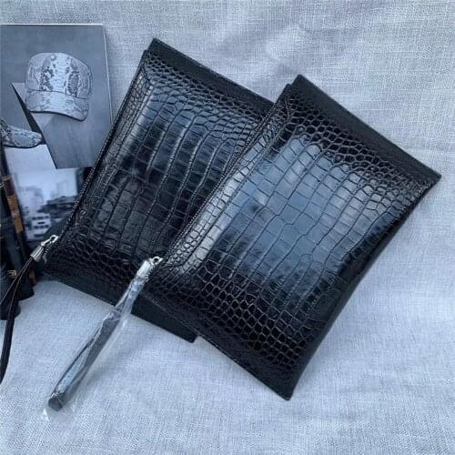 Authentic Exotic Crocodile Skin Businessmen Black Ultrathin Clutch Bag Card Holder Genuine Alligator Leather Male Wristlet Purse