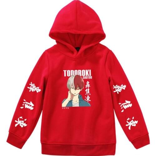 Boys Hoodie Sweatshirt Japan Anime My Hero Academia Children Girls Cotton Fleece Pullover Cartoon Tracksuit Tops Cosplay Costume