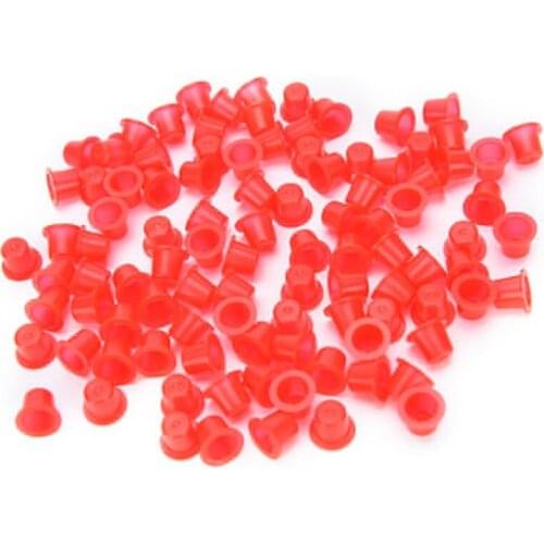 Wholesale 100Pcs Tattoo accesories 12X8X9mm Red Color Tattoo Ink Cups Caps Tattooing Supplies