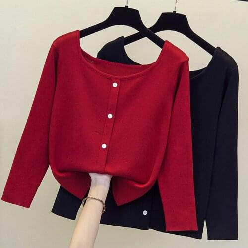 2021 Autumn and Winter Button Cotton Pullover Sweater Female College Style Fresh Loose Sweater Student Sweater Female 4XL