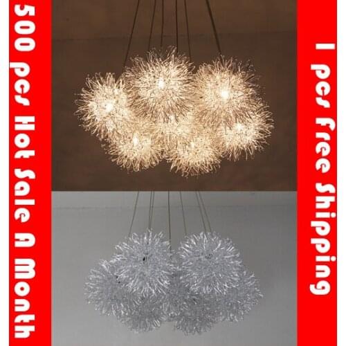 Simple Hot Sale 1/3/5/7 Heads Aluminum Silver Ball Led pendant light Bedroom Living room Restaurant pendant light