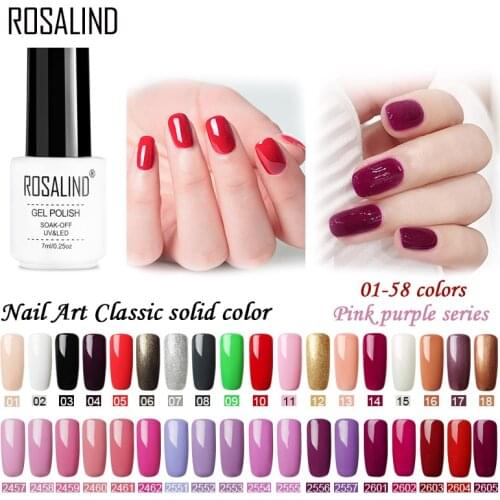 ROSALIND Classic Solid Color Gel Nail Polish Vernis Semi Permanent UV All For Manicure Top Base Set Nail Art Design Gel Varnish