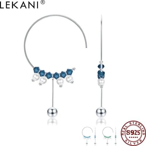 LEKANI S925 Sterling Silver Earrings Fashion Color Zircon Womens Simple Earrings 2020 Hot Sale Romantic Engagement Party Gift