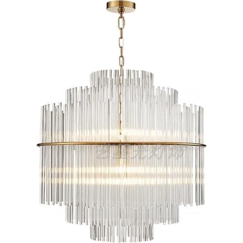 Modern minimalist creative glass rod chandelier dining room bedroom living room round LED chandelier