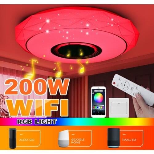 200W WiFi Modern RGB LED Ceiling Lights Home Lighting APP bluetooth Music Light Bedroom Lamp Smart Ceiling Lamp+Remote Control