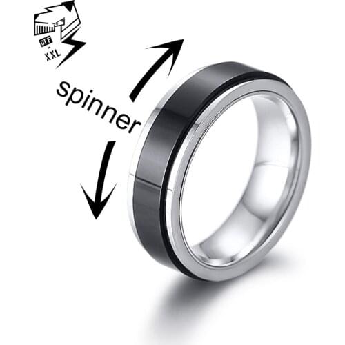 Spinner Fashion High Quality Stainless Steel Punk Rings Jewelry For Men Women Silver Color Anniversary Spin Ring Wholesale