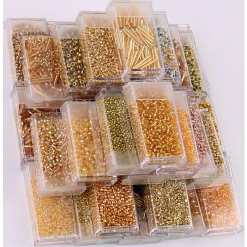 1 Bottle Golden Spacer Glass Seed Beads Multi Size Delica Beads Bugles Tube For DIY Women Necklace Garments Sewing Accessories