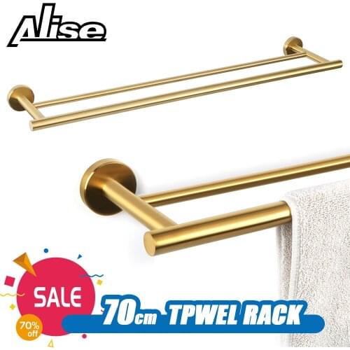 70cm Towel Rack Towel Hanger Bath Towel Holder Wall Hanging Towel Double Bar 304 Stainless Steel Bathroom Shelf Storage Rack