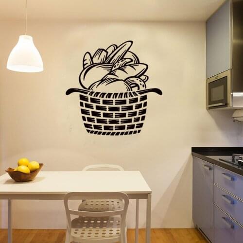 WJWY Breads In The Basket Kitchen Home Decor Wall Sticker Vinyl Art Murals Waterproof Removable Wall Decals Wallpaper Poster