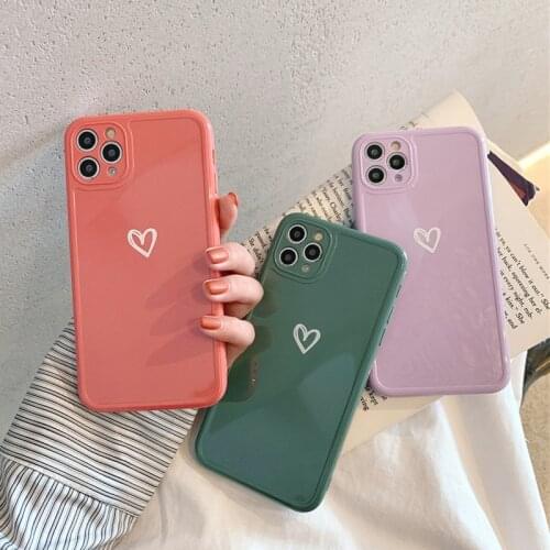 Ottwn Camera Protection Love Heart Couples Phone Case For iPhone 12 Pro Max Mini 11 Pro Max X XR XS 7 8 Plus Soft TPU Back Cover