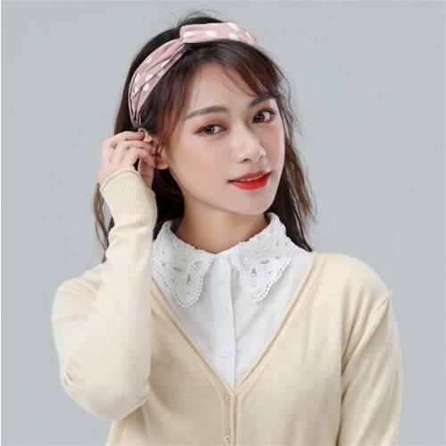 Women Embroidery Sweater Shirt Cotton Chiffon Ruffles Bow Fake Collar Hollow Out Lace Flower False Detachable Collar Blouse Tops
