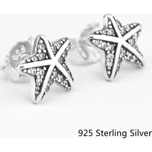 CKK 925 Sterling Silver Tropical Starfish Stud Earrings For Women Gift Original Fashion Jewelry Making