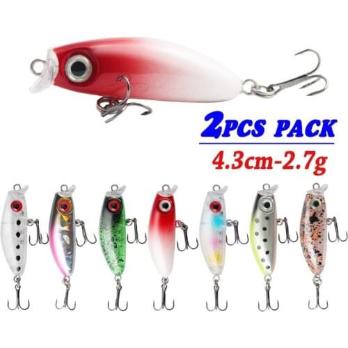2PCS Minnow Popper Fishing Lures Floating Bait Artificial Hard Fish Lures Wobblers Swimbait Fishing Tackle 2.7g-4.3cm