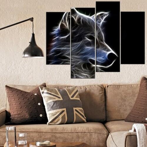 4 Panel Animal Wolf 5d Diamond Embroidery peony,Full square Diamond Mosaic stickers diamond painting Cross Stitch home decor