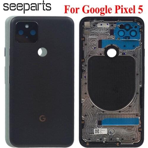 6.0" Original For Google Pixel 5 Battery Cover Door Back Housing Rear Case Pixel 5 Battery Door With Camera Lens Replacement