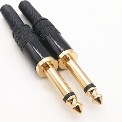 6.5 Mono Male Plug Microphone Plug Assembly Wire Connector Audio Speaker with Spring 6.5mm 1/4 Inch Mono Audio Connector