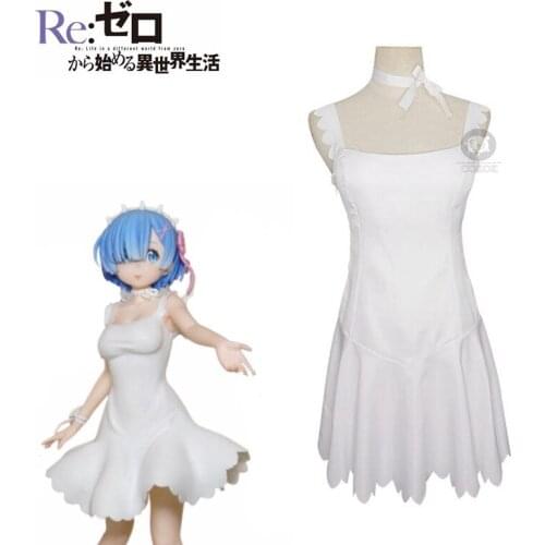 Anime Re Zero Sexy Women Ram Rem Angel Sexym White Dress Cosplay Costume