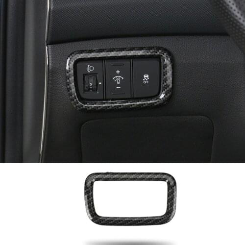 Carbon fiber Car Fog Lights Switch Cover Trim Interior Frame Decoration Stickers For Hyundai Creta IX25 2016 2017 2018 2019