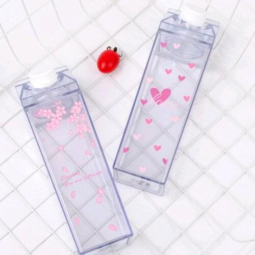 Water Bottle Milk Storage Sakura-Print Strawberry-Print Sports Drinking Clear Cup For Home School Office