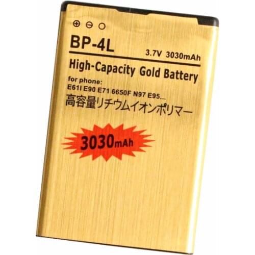 Ciszean 1X3030mAh BP-4L Gold Replacement Battery For Nokia E61i E90 6650/F/T E63 E71/X E72 E73 N97 E95 6790 E52 E55 6760/s N97i