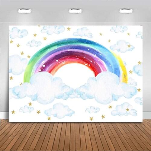 White Cloud Rainbow Backdrop for photography Newborn Baby Background for photo studio Baby portrait Photographic Supplies Prop