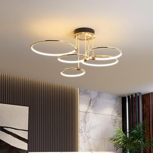 Nordic Creative Living Room Led Chandelier Dining Room Bedroom Kitchen Modern Mnimalist Golden Round Decorative Pendant Light