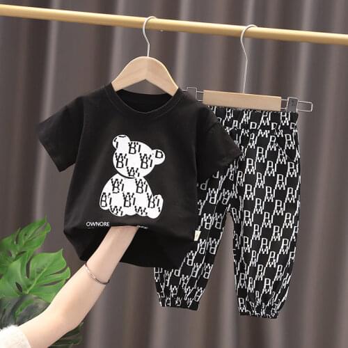 Summer Fashion Children Cotton Baby Boy Girls Clothes Cartoon Bears T Shirts Shorts 2Pcs/Sets Infant Leisure Toddler Tracksuits