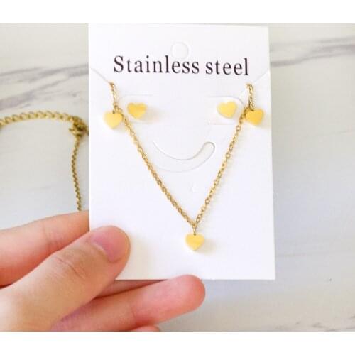 LUXUKISSKIDS Earrings 2020 Stainless Steel Heart Shape Wedding Jewelry Sets Women Gilr/Gold Silver Color Chains Accessories