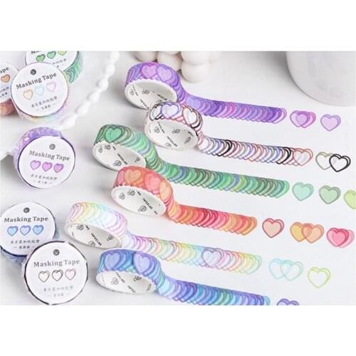 Kawaii Love-heart-shape Stickers Washi Tape Masking Tape DIY Scrapbooking Decoration Stickers Label School Office Stationery