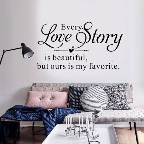 Fashion living room wall decals love story family house interior vinyl decoration word phrase decals living room art decor KT14