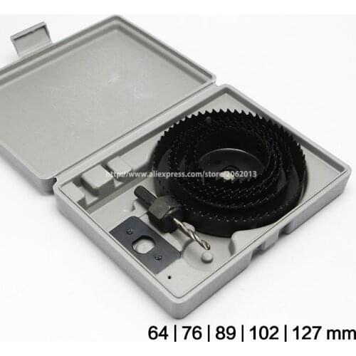 5Pcs/lot DIY Wook Hole Saw Drill Bit Set for PVC / Wood / Gypsum Board 64mm~127mm Depth:20mm